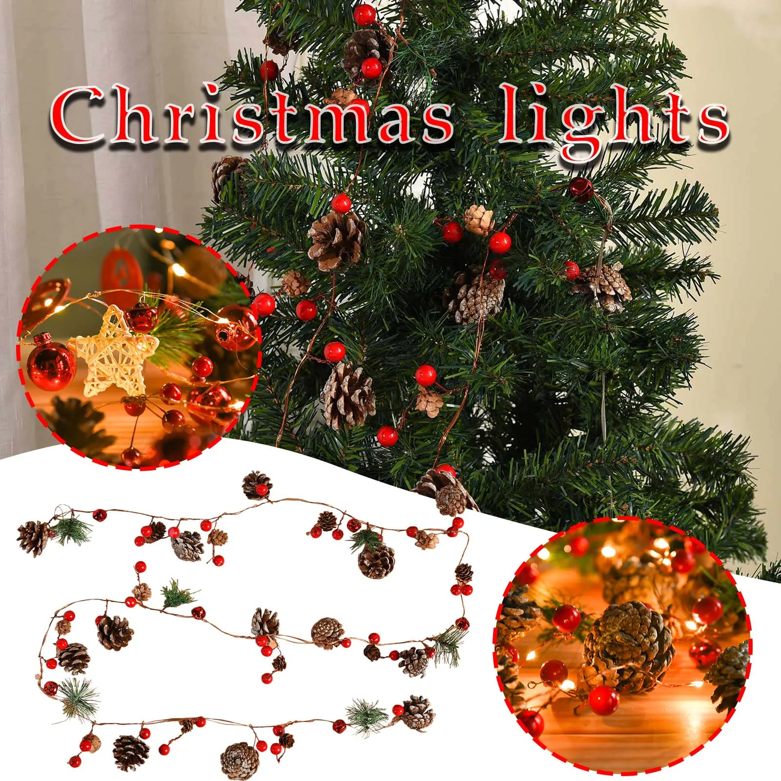 

Christmas decoration string lights headlight string lighting Christmas bell decoration New Year Christmas tree decoration 22*