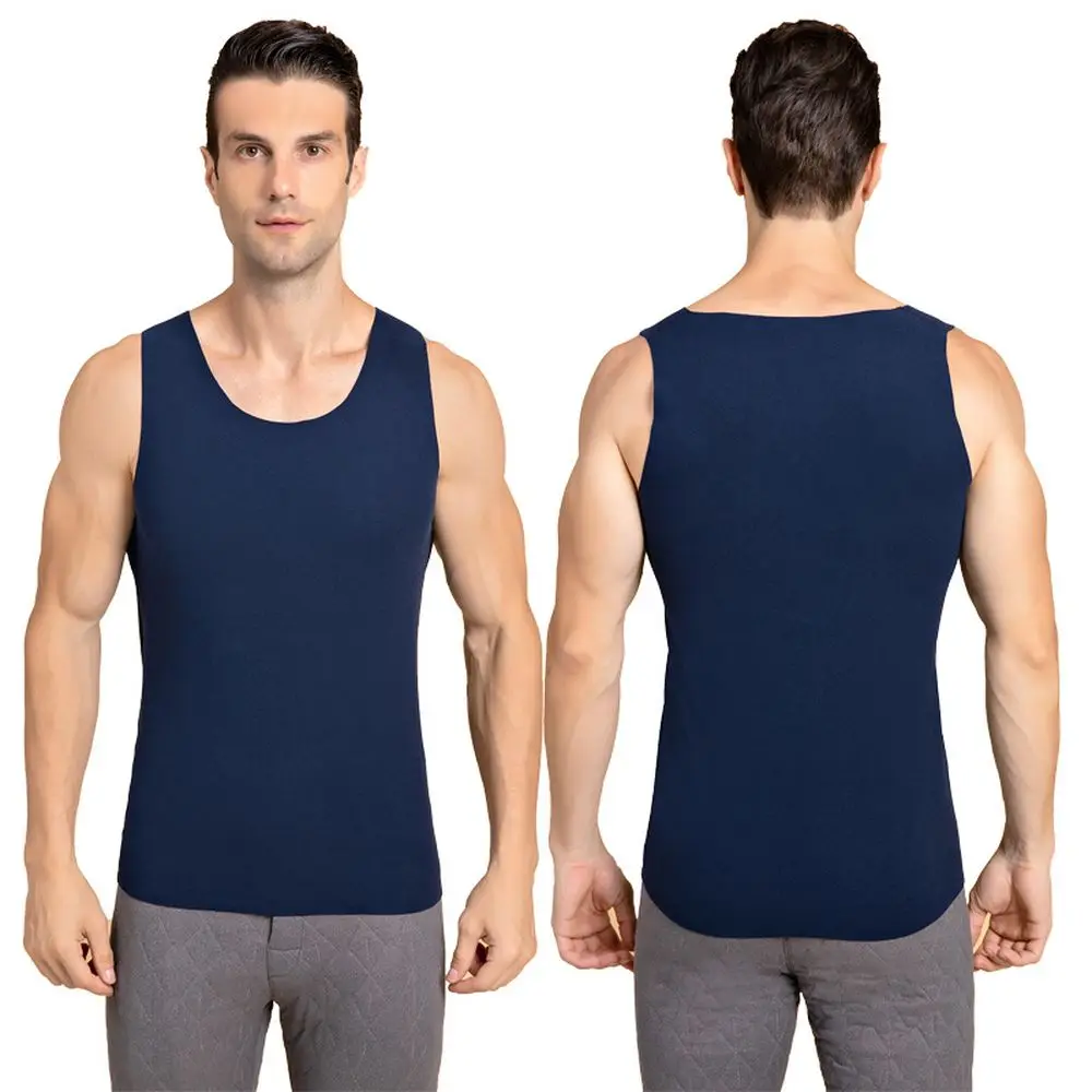 Thermal Underwear Men Keep Warm Vest Winter Dralon Seamless Thermo Large Size Male Bottoming Shirt Sanded Vest Plus Velvet