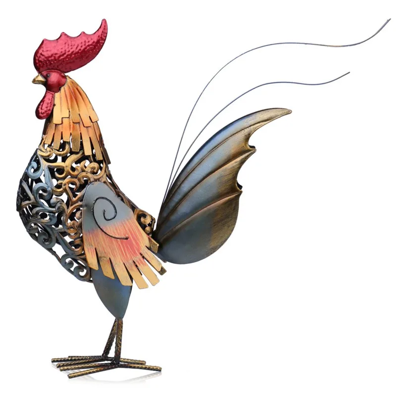 Metal Rooster Sculpture, Carved Iron Rooster, Home Furnishing Articles, Artwork, Decoration