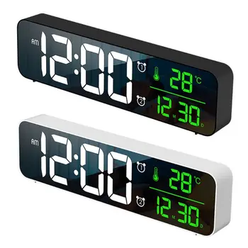 

Electronic LED Digital Large Display Morning Alarm Clock Music Brightness USB