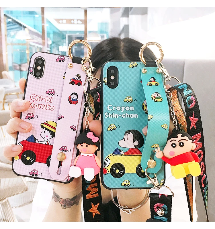 Oneplus 7 pro Crayon Shin-Chan Wrist Strap Soft TPU Phone Case for Oneplus 3 3T 1+5 5T One plus6 6T 1+7 Cute Case+ toy+ Strap