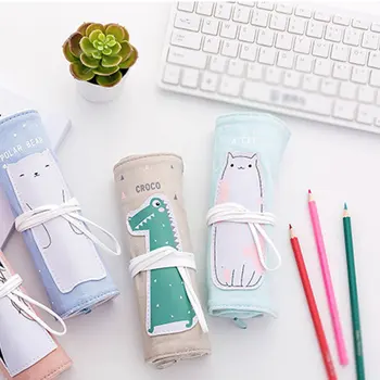 

Creative animal pencil case cartoon pencil curly cotton and linen pencil case reel pencil bag pen finishing bag