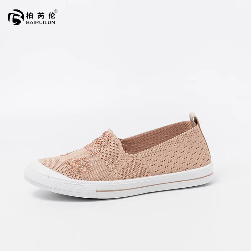 

2019 New Style Summer Breathable Low-top Shoes Women's Foot Covering Loafers Comfortable Fly Woven Breathable White Shoes