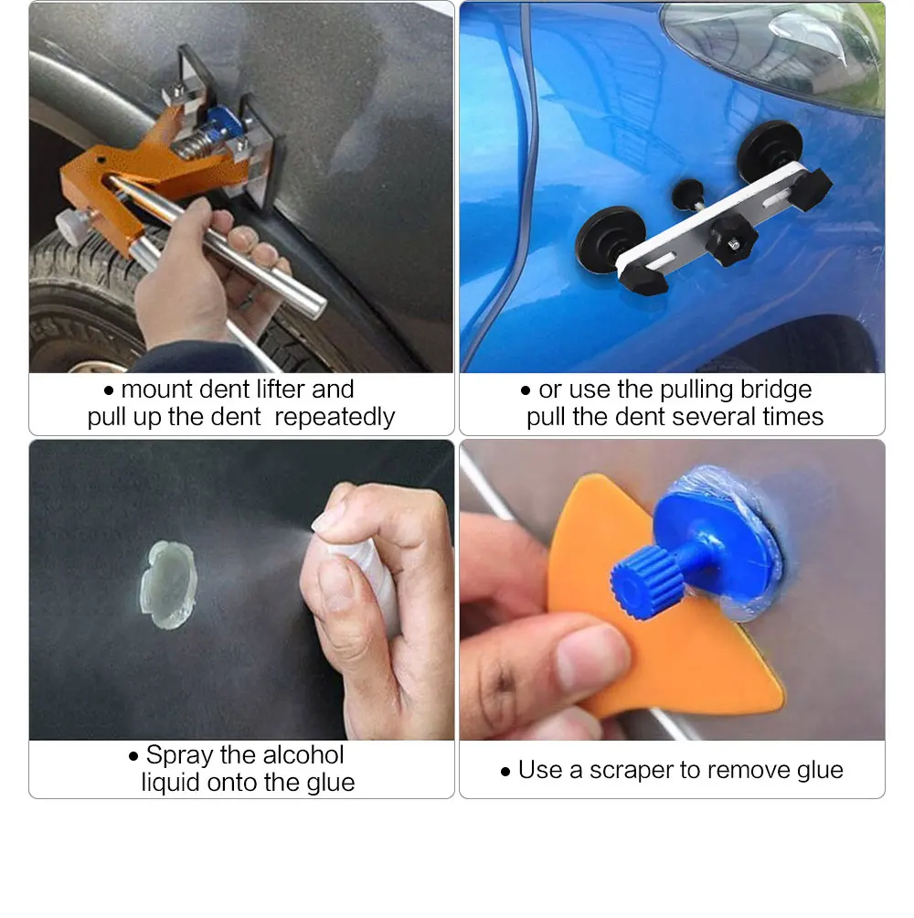 18 Pcs Purple Car Body Paintless Dent Hail Repair Tool Plastic Glue Puller Tabs Pad Automobile Repair Tools Set
