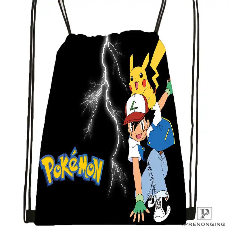 Drawstring Backpack На заказ pokemon_pikachu_Drawstring рюкзак сумка для мужчин и женщин милый рюкзак детский Ранец(черная спинка) 31x40 см#20180611-03-154 - Цвет: Drawstring Backpack
