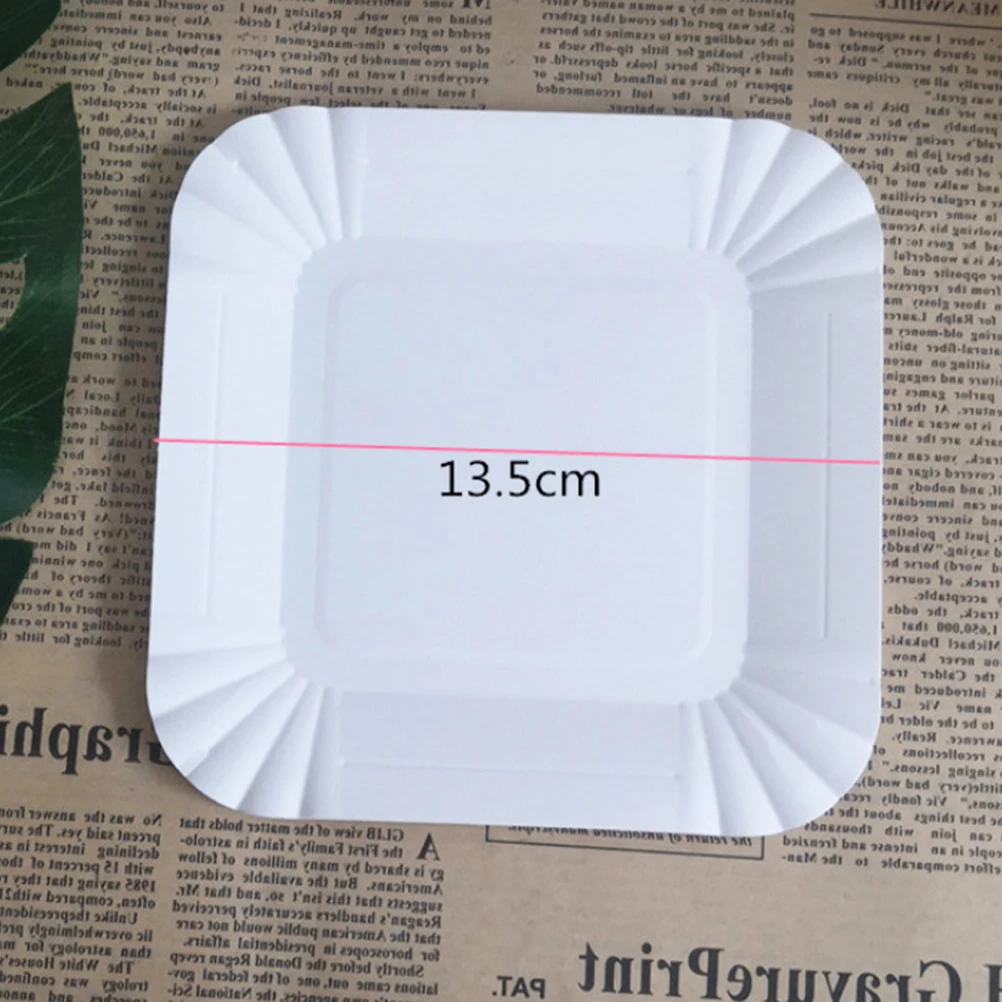 100pcs Disposable Tableware Plate Paper Plates Party Supplies Square Plates Dishes For Cake Dessert Fruits Snacks Food(White