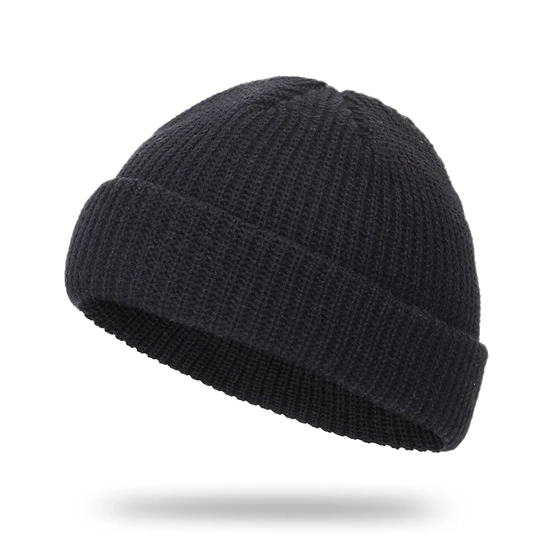 Knitted Hats for Women Black Beanie Hat Winter Men's Hats Women Beanies For Ladies Skullcap Solid Cap Knitted Thick hat 6