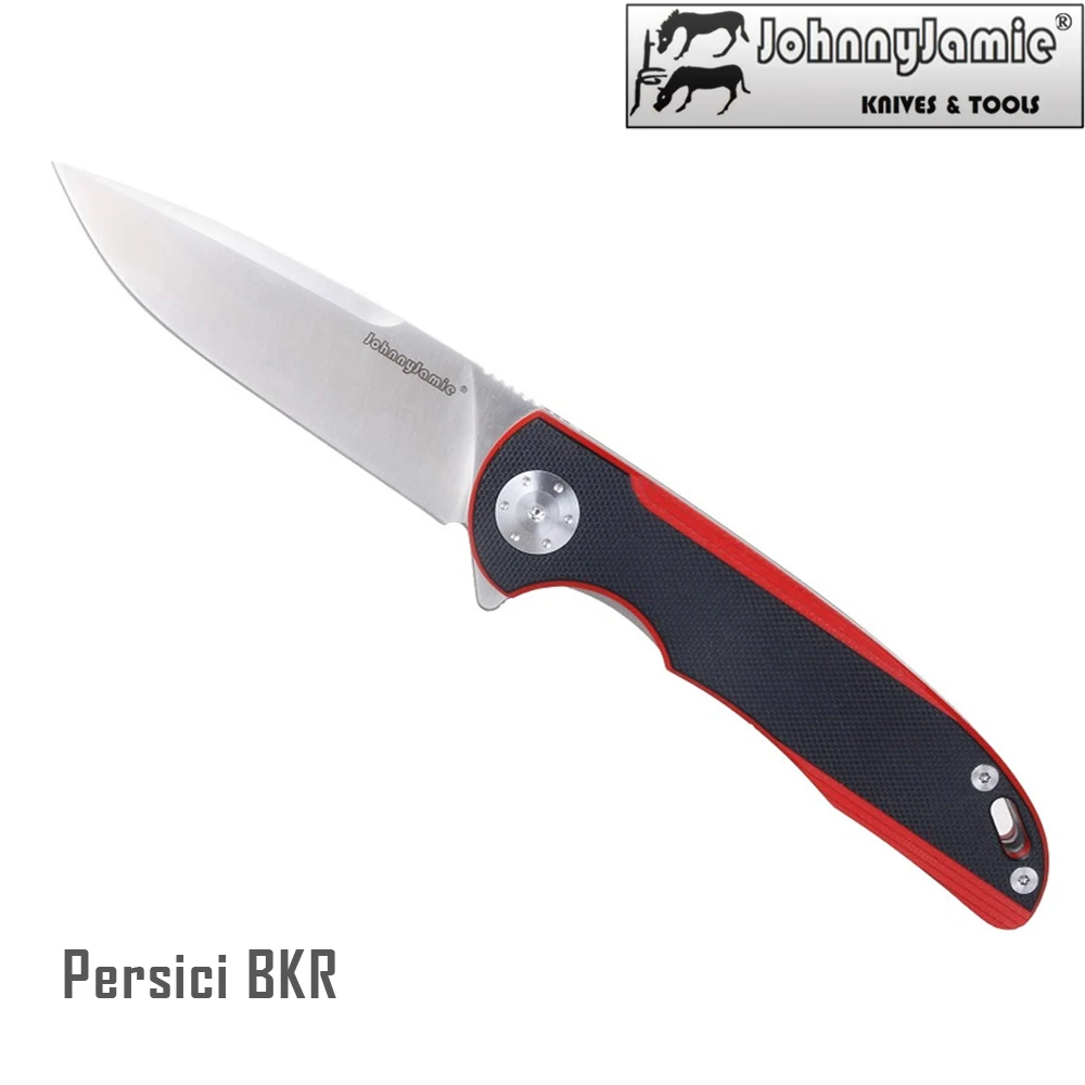 Новый складной нож JohnnyJamie Persici лезвие из стали D2 с черно красной ручкой G10