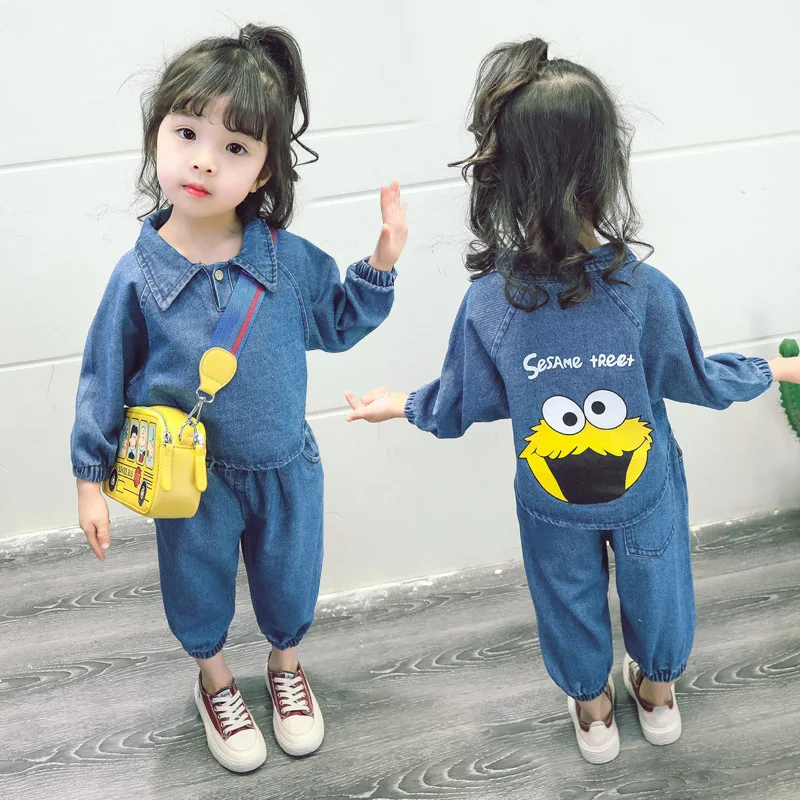 

Fashion Childrenswear GIRL'S Suit Spring Clothing 2019 New Style Korean-style Children Western Style Cowboy Two-Piece Set GIRL'S