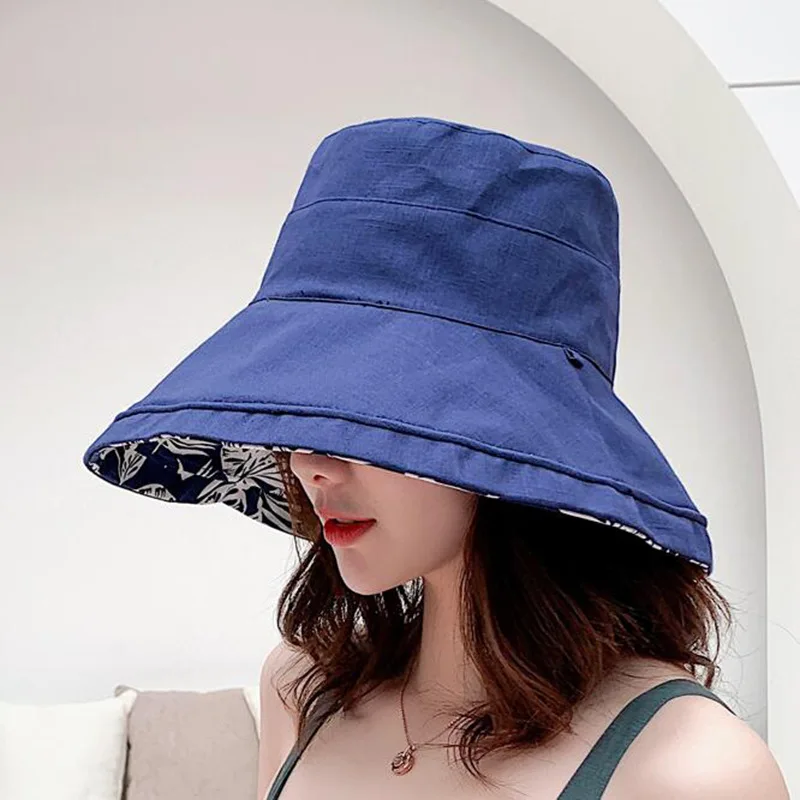 

Hats For Women Sun Hat Double Chapeau Femme Ete Side Foldable Sunscreen Beach Hat Sweet All-match Beach Wide Brim Sun 2020 NN