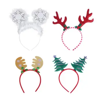 

4pcs Creative Hair Hoops Christmas Themed Hair Band Glitter Headdress Cute Headwear Party Supplies