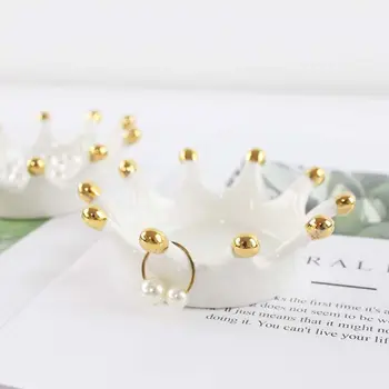 

Royal Ceramic Crown Ring Keys Holder Jewelry Stand Holder Trinket Tray Ring Dish
