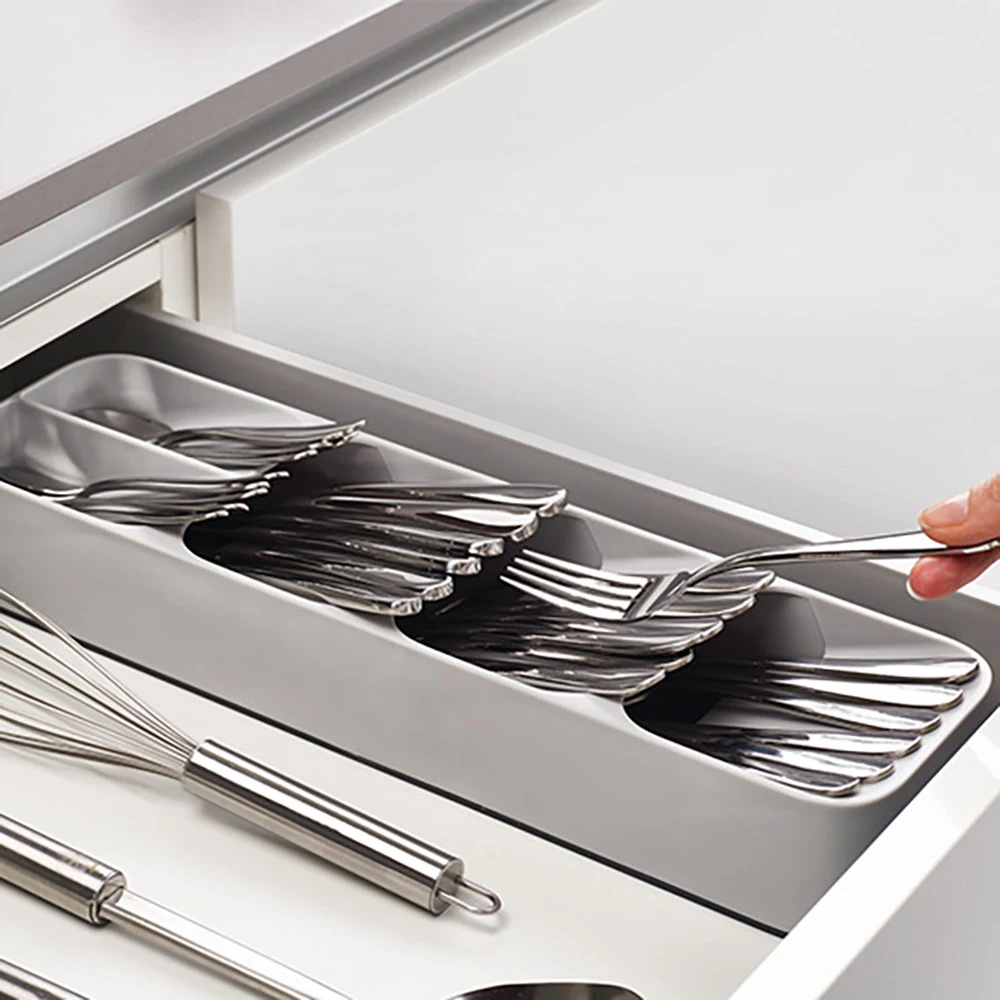 

Kitchen Drawer Organizer Eco-Friendly PP Tray Spoon Knife Fork Cutlery Separation Finishing Storage Box Cutlery Organizer