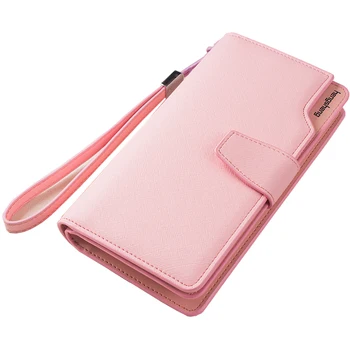 

2019 Big Wallet Genuine Leather carrying wallet Women's long zip fashion leather wallet large capacity Purse Money Bag Wristlet