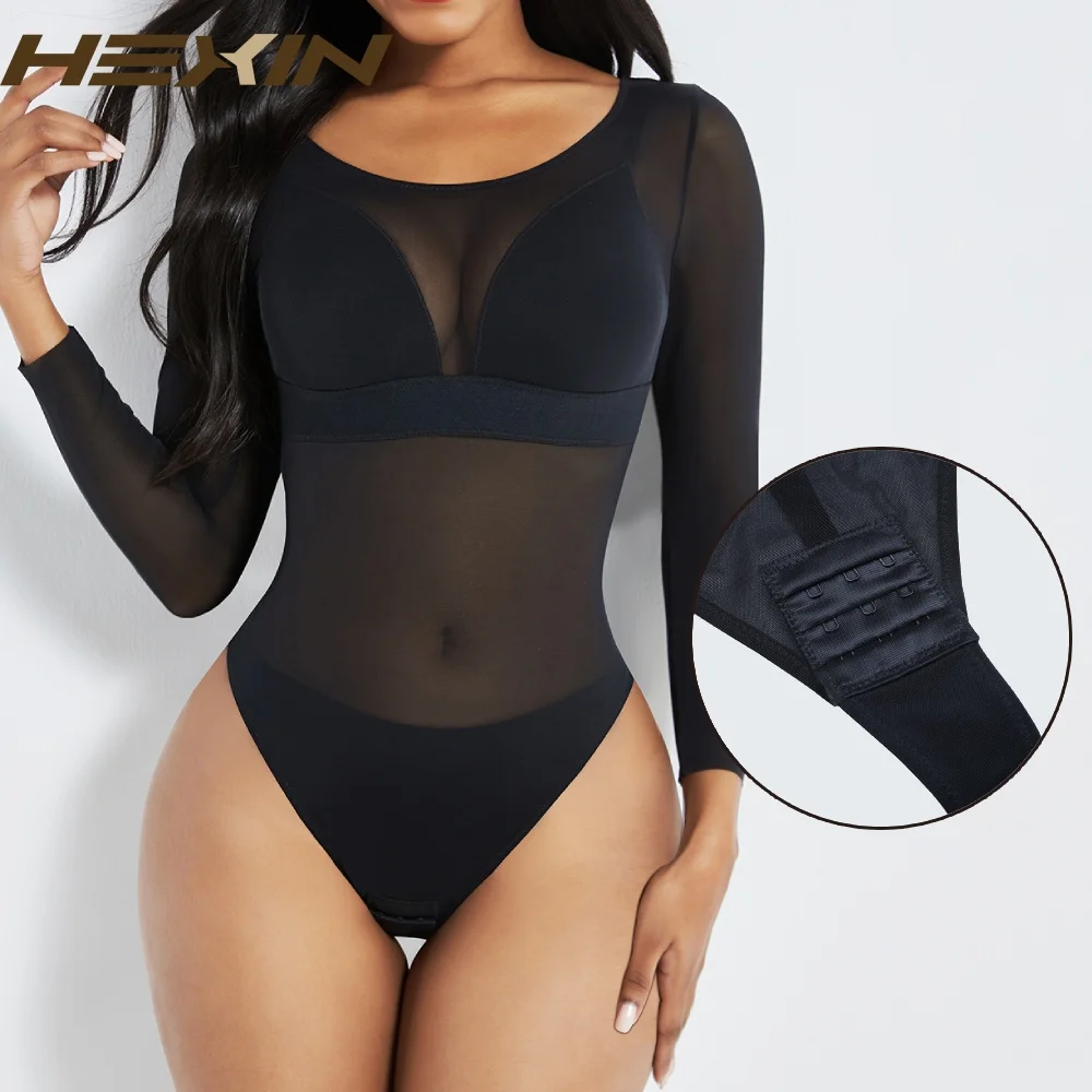 Hexin Sexy Bodysuit Push Up Bodyshaper Bra Invisible Bodysuit Thong Shapewear Reductora Long