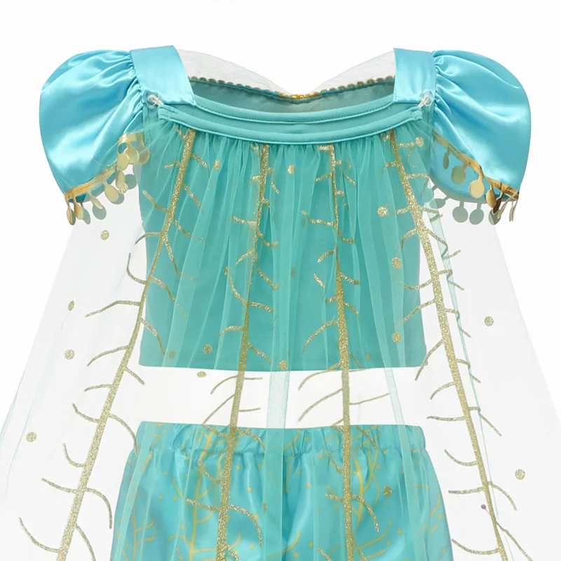 Princess Jasmine Dress For Girls Halloween Cosplay Party Fantasy Costumes Top Pants 2pcs Set Kids Lace Casual Sleeveless Dresses Dresses for babies