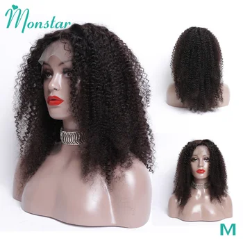 

Monstar Hair Bleached Knots Full Lace Wigs Brazilian Afro Kinky Curly Coily Remy Pre Plucked Glueless Full Lace Human Hair Wigs