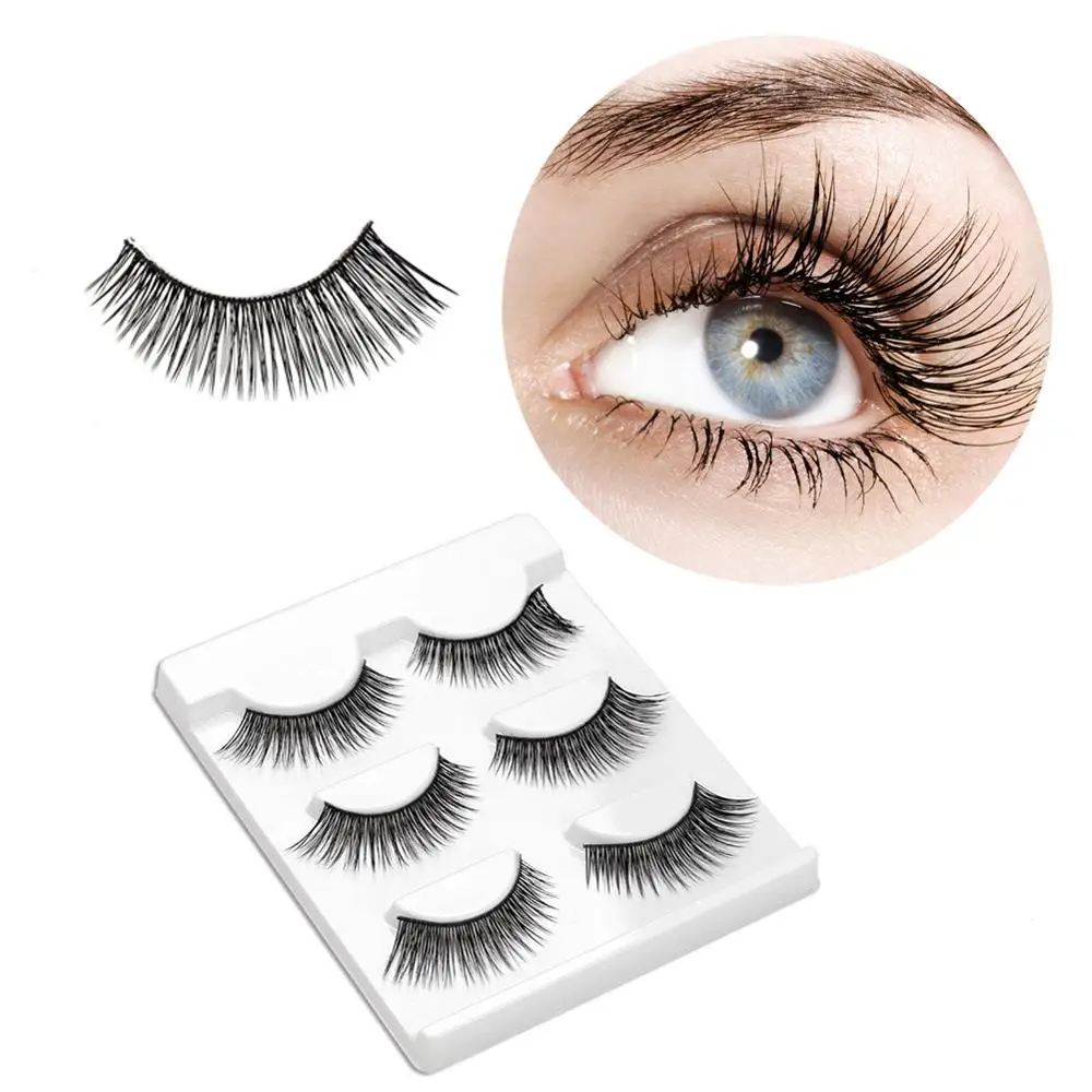 

Eyelashes 3Pcs 3D Mink Hairs False Eyelashes Naturally Extend Small Bunches of Fluffy Eyelashes Makeup Beauty Extension Tools
