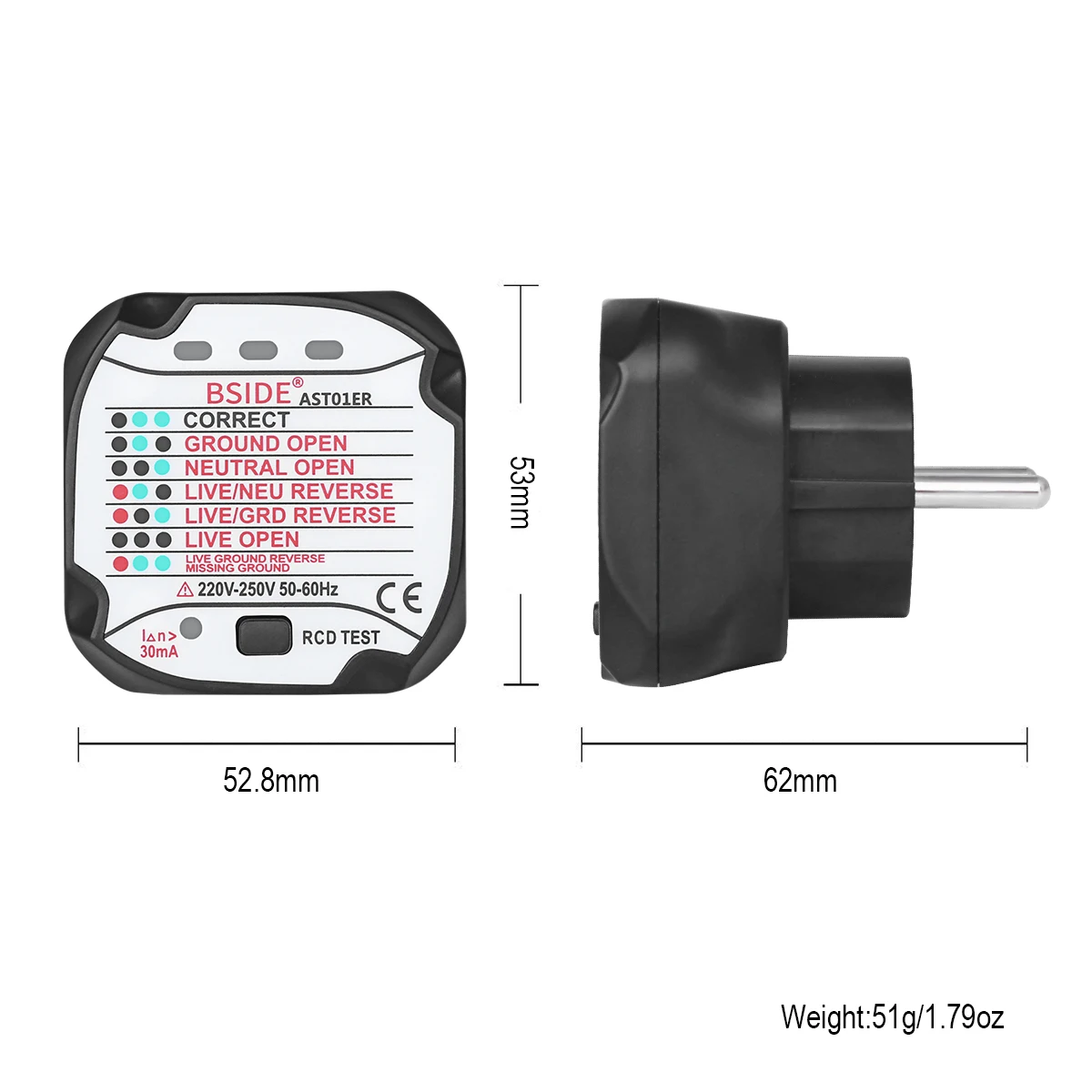 Электрическая розетка тест er BSIDE AST01 EU US UK AU штекер RCD GFCI тест-детектор напряжения в розетке линейный штекер полярность фаза проверка