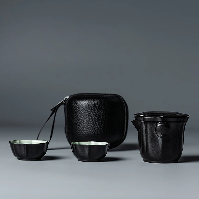 Керамический чайник LUWU gaiwan с 2 чашками переносной дорожный чайный сервиз