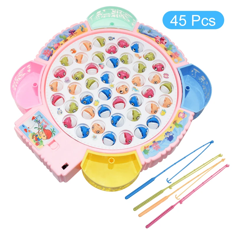 Kids Fishing Toys Electric Rotating Fishing Play Game Musical Fish Plate Set Magnetic Outdoor Sports Toys for Children Gifts 11