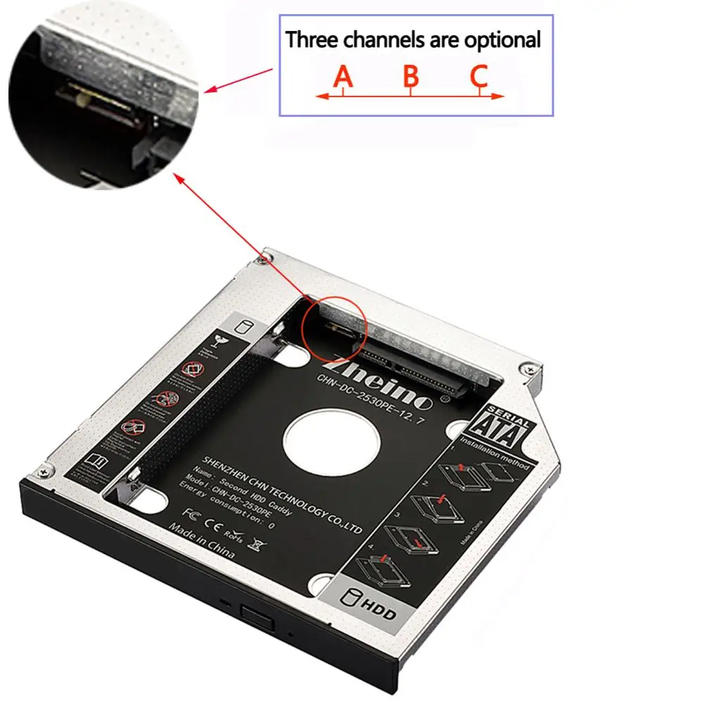 Zheino SATA3 SSD with 12.7mm Caddy 60GB 120GB 240GB 360GB 480GB 960GB 128GB 256GB 512GB 1TB 2nd Frame Adapter CD/DVD-ROM Optical