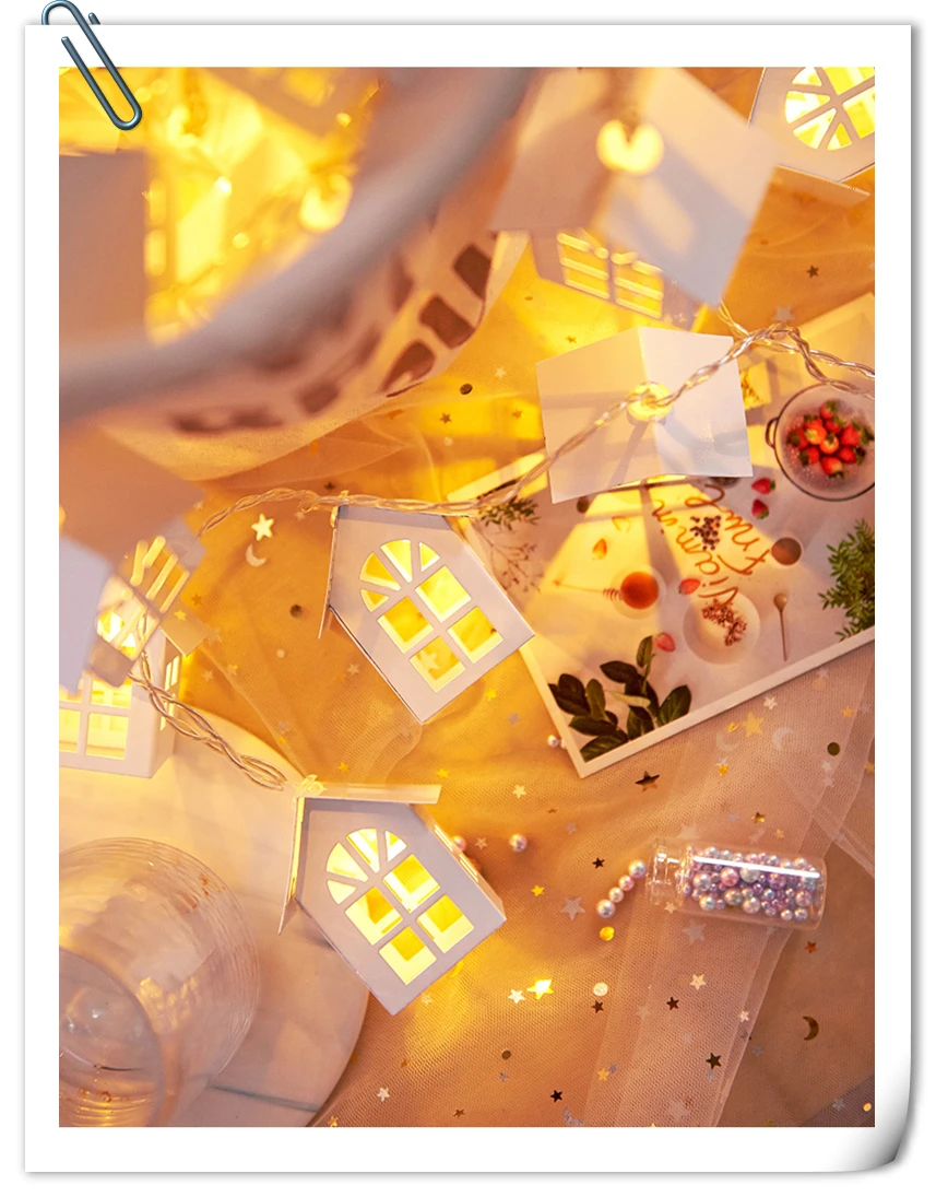 QYJSD, светодиодный светильник, деревянный дом, гирлянда, 3M, Новогодняя гирлянда, новогодняя елка, Свадебная вечеринка, сказочный светильник, новинка, украшение