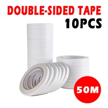 

10pcs 50m Large Roll Of Double-Sided Tape Translucent Strong Viscosity Diy Creates No Marks And Easy To Tear Office Stationery
