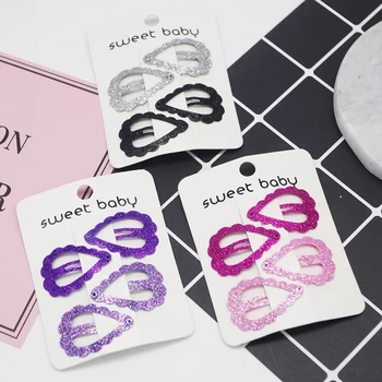 

4 Pcs Lovely New Girls Love Heart Hair Clips Sequins Hair pins Girls Korean Hair Accessories Children Headwear Baby Hair Clips