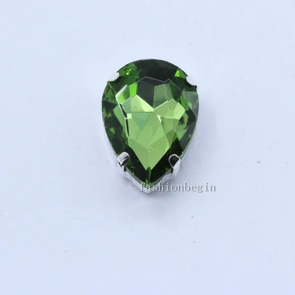 grass green 4x6 6x 8 10 x14 13x18 18*25 20x30x30x40 мм 24 цвета каплевидные стеклянные камень шить на Кристальный, серебряный, со стразами основание кнопки для одежды - Цвет: grass green