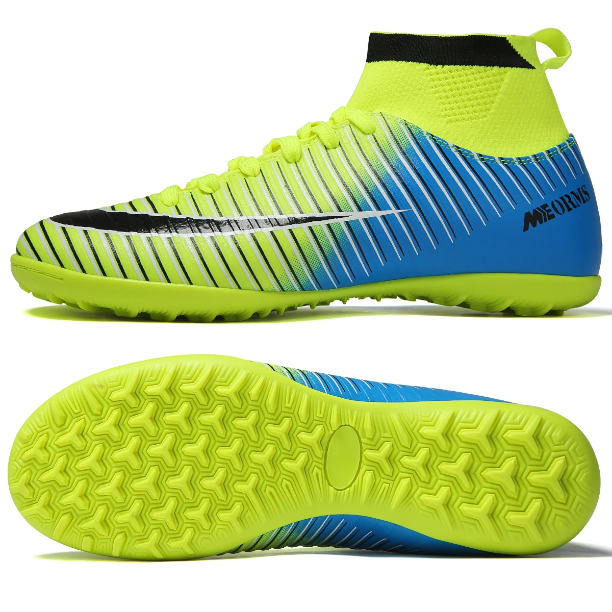 Футбол сапоги мужской, Футбол Бутсы зеленый синий Спортивная обувь Для мужчин Обувь для футбола с лодыжки носки Мужская обувь футбольная обувь для бега ботильоны - Цвет: Green