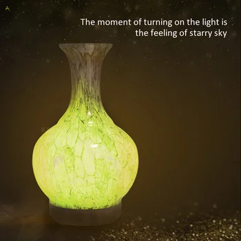 

100ml 7 Color Changing LED Lights Vase ceramic deep wood base Glass Aromatherapy Essential Oil Diffuser Cool Mist Humidifier