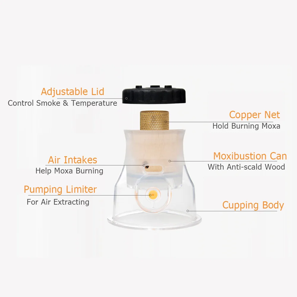 Chinese Medicine Moxibustion Acupuncture Points Cupping Burning Moxa Chinese Cupping Heating Therapy Anti-broken Vacuum Can