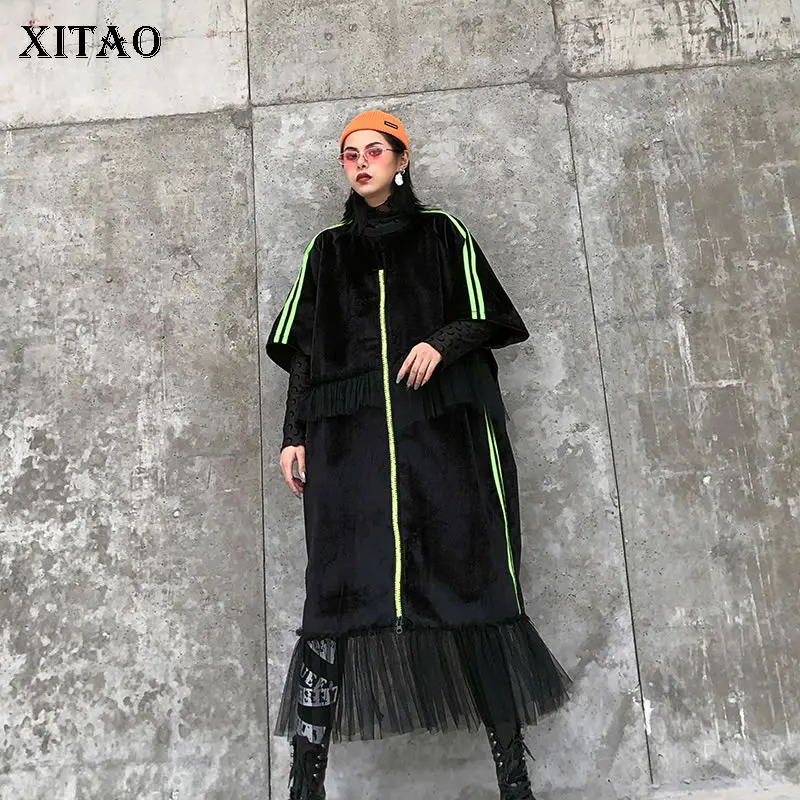 XITAO бархатное платье размера плюс, женское Сетчатое платье с коротким рукавом, уличная мода, женская одежда, весна, новинка XJ3181