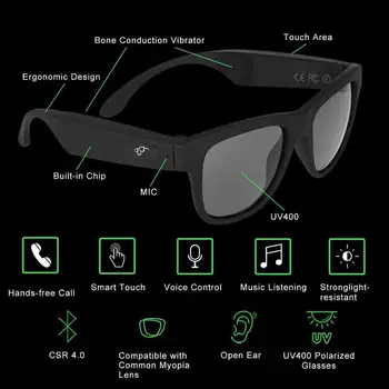 

G1 Polarized Sunglasses Bluetooth Bone Conduction Headset Smart Touch Smart Glasses Health Sports Wireless Headphone