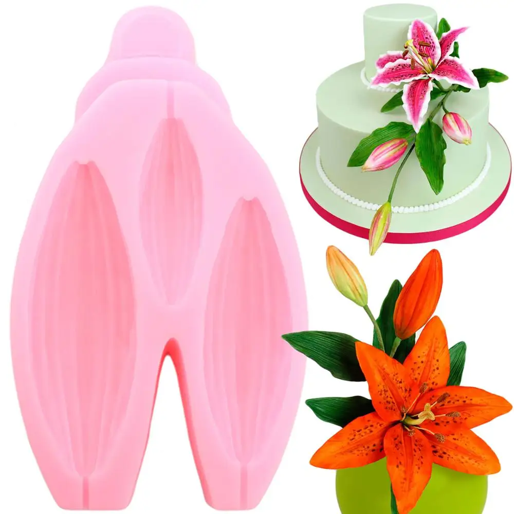 

DIY Flower Lily Buds Silicone Mold Flower Petals Polymer Clay Candy Chocolate Molds Cupcake Topper Fondant Cake Decorating Tools