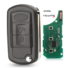 Jingyuqin 3b flip carro de controle remoto chave fob para range rover sport land rover discovery 3 chave completa 433 mhz pcf7941 chip