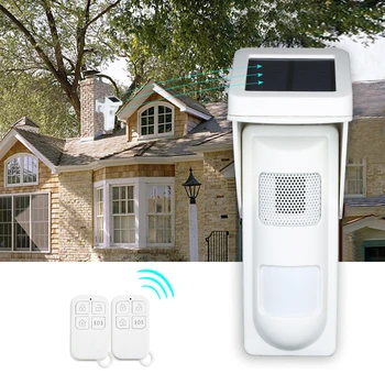 

Solar Powered Dual Infrared Motion Sensor Detector Siren Strobe Alarm System Waterproof Wireless PIR Sensor Detector Smart Home