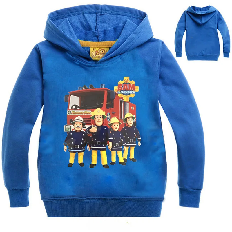 Повседневные толстовки с капюшоном «Пожарный Сэм»; футболки для мальчиков и девочек; толстовки с длинными рукавами; Одежда для мальчиков и девочек; пальто; детская одежда - Цвет: Синий