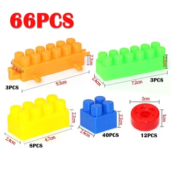 

66 Pcs Building Blocks Set Bricks Big Size For Kids DIY Eco-friendly