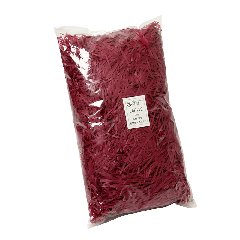 wine red 100 г/упак. многоцветная измельченная мятая бумага конфетти Подарочная коробка корзина наполнитель Лафит измельченная бумажная упаковка для свадебной вечеринки измельченная ткань - Цвет: wine red