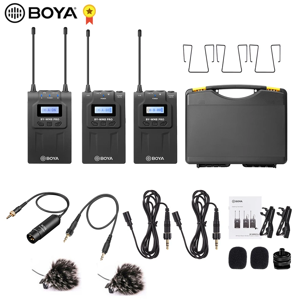 

BOYA BY-WM8 Pro K2 UHF Wireless Microphone System Omni-directional Lavalier Microphone for ENG EFP DV DSLR