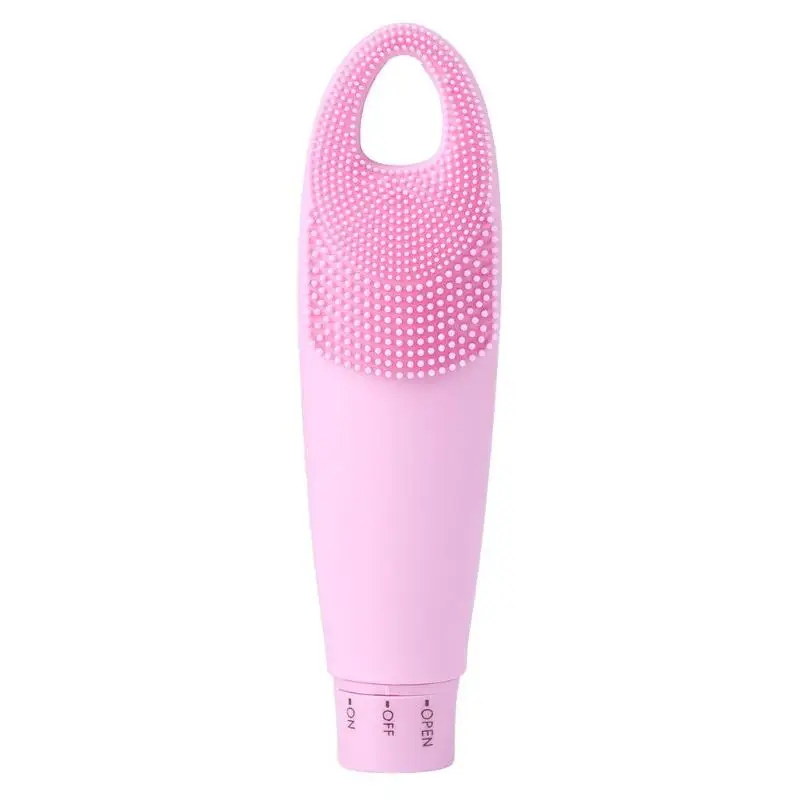 Горячая электрическая щетка для очищения лица силиконовая звуковая вибрация мини-очиститель глубокая кисточка для чистки пор Массажная щетка для лица Очищение - Цвет: Pink