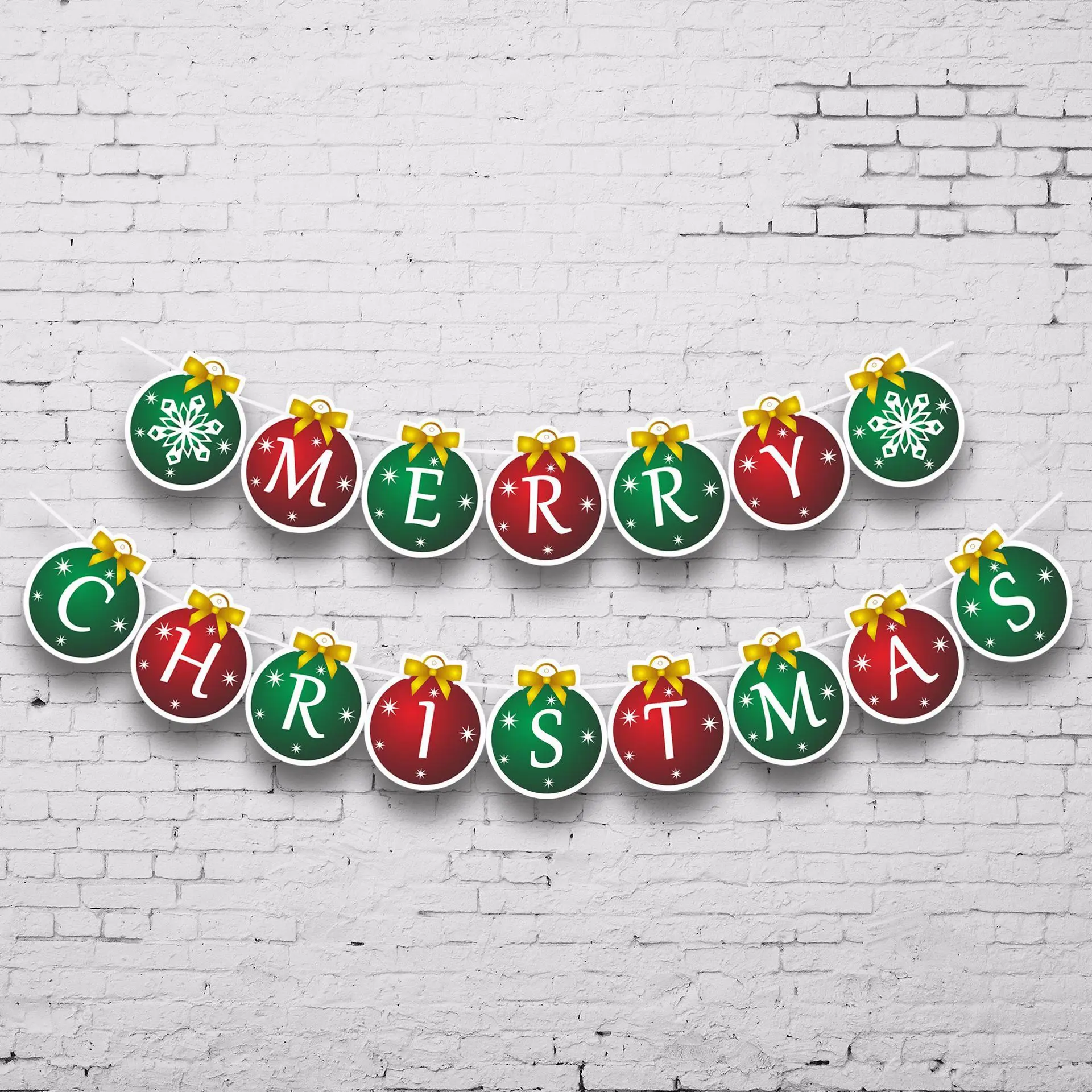 Christmas Decoration Hanging Flag Lettered Triangular Hanging Flag Latte Art Deer Tree Latte Art Pull Hanging Flags Shopping Mal