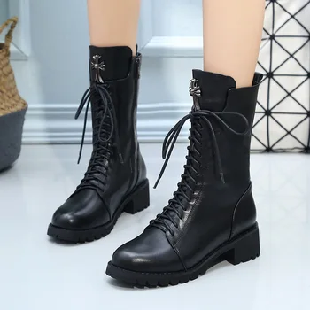 

Martin Boots Woman England Wind Winter Increase Down School Wind Flat Bottom Circle Head Short Boots Student All-match Crude
