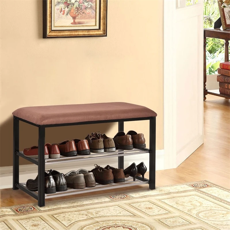 2 Tiers Shoe Storage Rack Soft Seat Bench Metal Frame Shoe Hanger Tools Hw54758 Shoe Racks Organizers Aliexpress