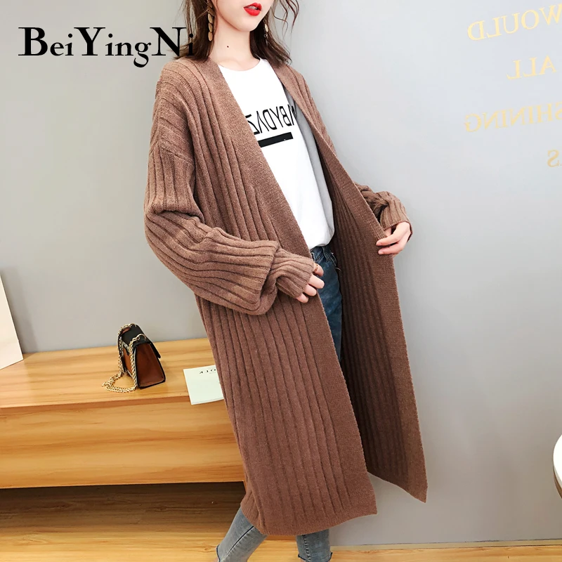

Beiyingni Knitted Female Cardigan Thick Women's Coat Solid Korean Vintage Sweater Woman Autumn Winter Cardigans Knit Warm Top