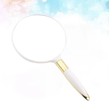 

1PC Round Handheld Makeup Mirror Retro European Style Mirror Portable Cosmetic Mirror Gift Mirror for Women Girls Ladies (White)