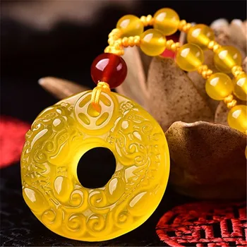 

Natural jade jade jade myelin hanging pendant crystal agate ping-belt ping-button necklace hanging sweater chain hanging jewelry