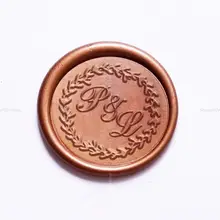 Свадебный набор для сургучной печати-Восковая печать-Индивидуальный восковой штамп, скрипт, инициалы с листья венка, восковая печать, штамп-приглашение